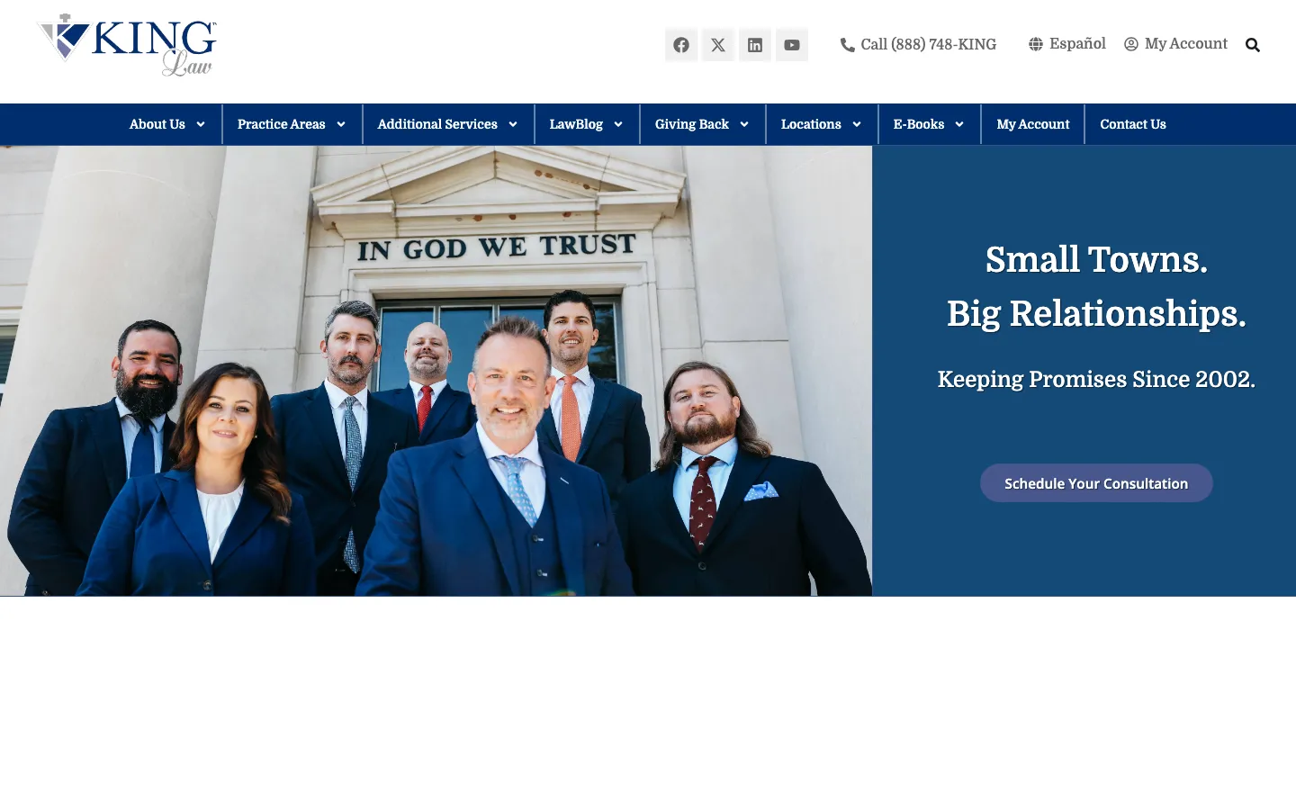 Screenshot of the King Law website