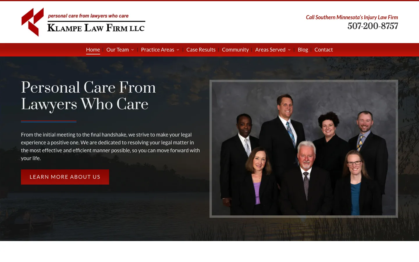 Screenshot of the Klampe Law Firm, LLC website