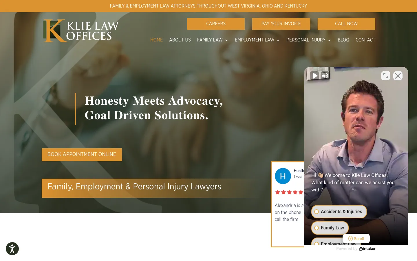 Screenshot of the Klie Law Offices website