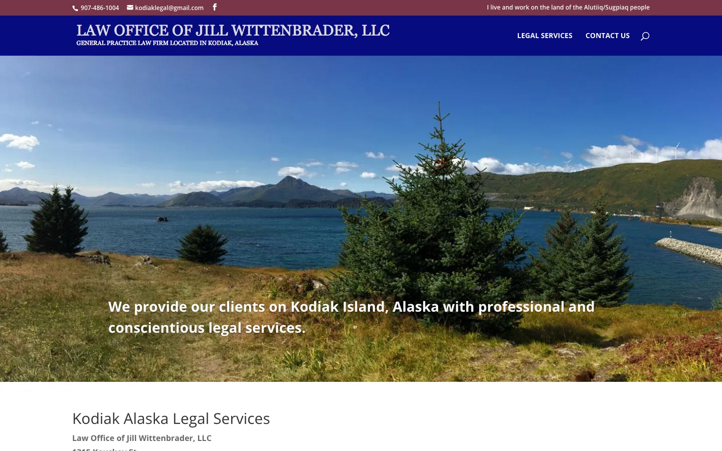 Screenshot of the Law Office of Jill Wittenbrader, LLC website