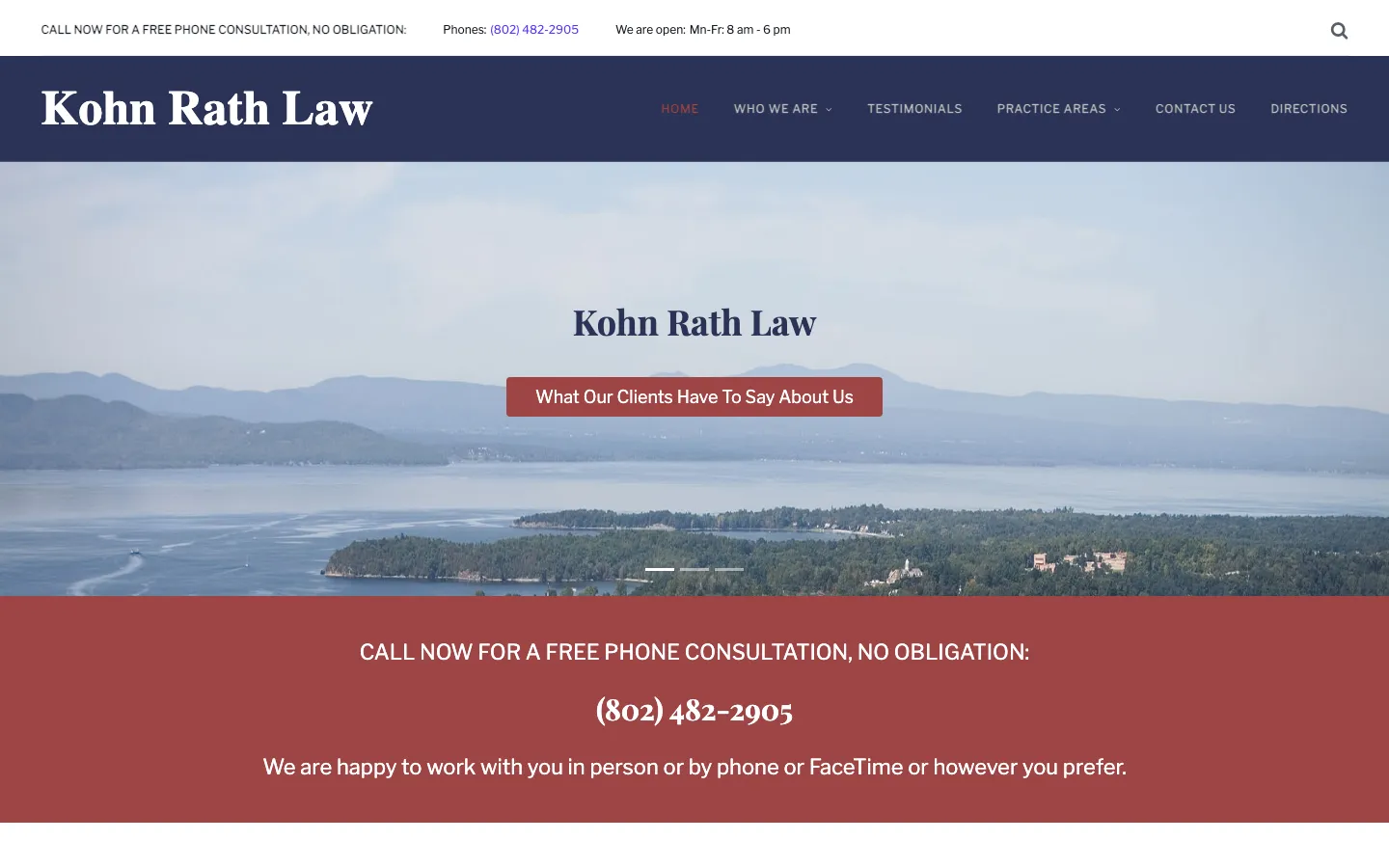 Screenshot of the Kohn Rath Law website