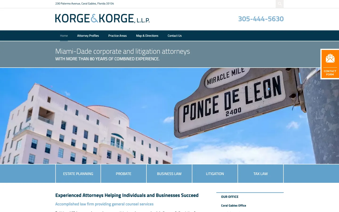 Screenshot of the Korge & Korge, L.L.P. website