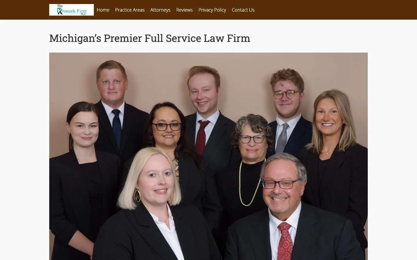 Screenshot of the The Kronzek Firm PLC website
