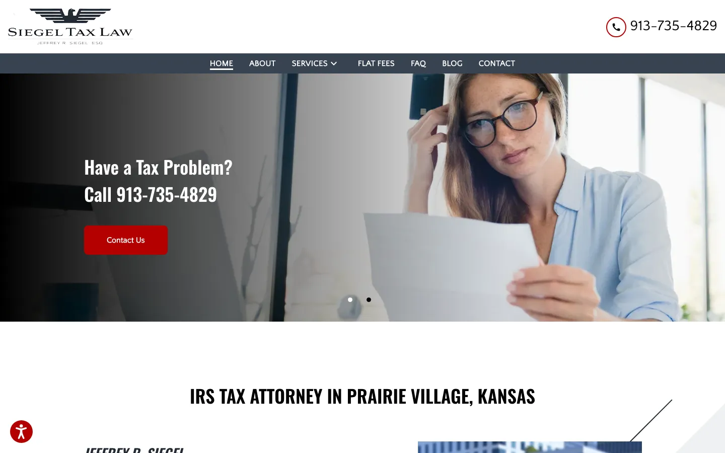 Screenshot of the Siegel Tax Law website