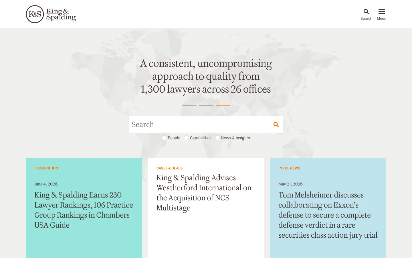 Screenshot of the King & Spalding LLP website