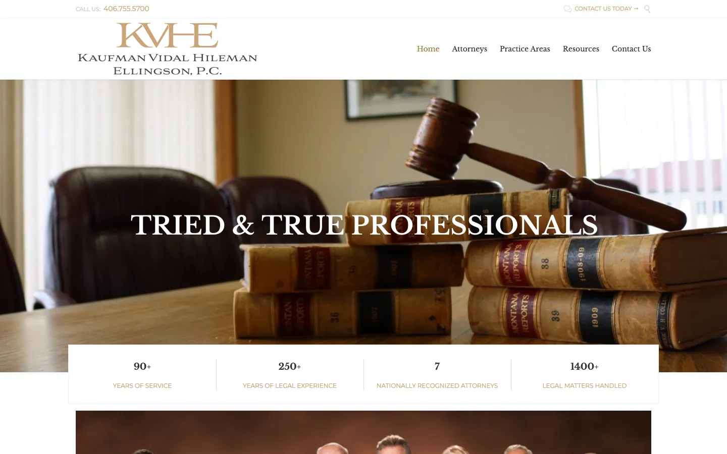 Screenshot of the Kaufman Vidal Hileman Ellingson, P.C. website