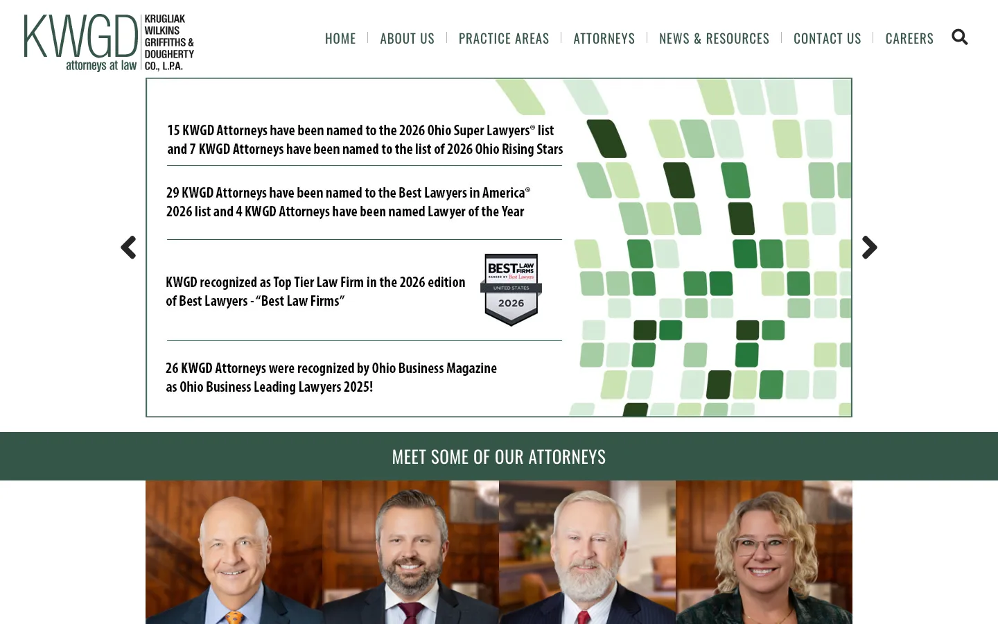 Screenshot of the Krugliak, Wilkins, Griffiths & Dougherty Co., L.P.A. website