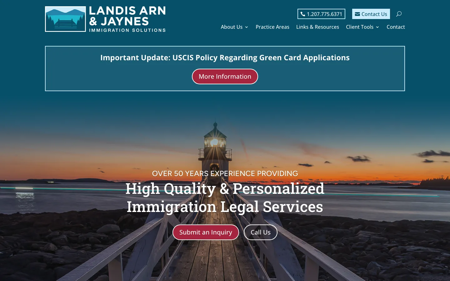 Screenshot of the Landis Arn & Jaynes, P.A. website