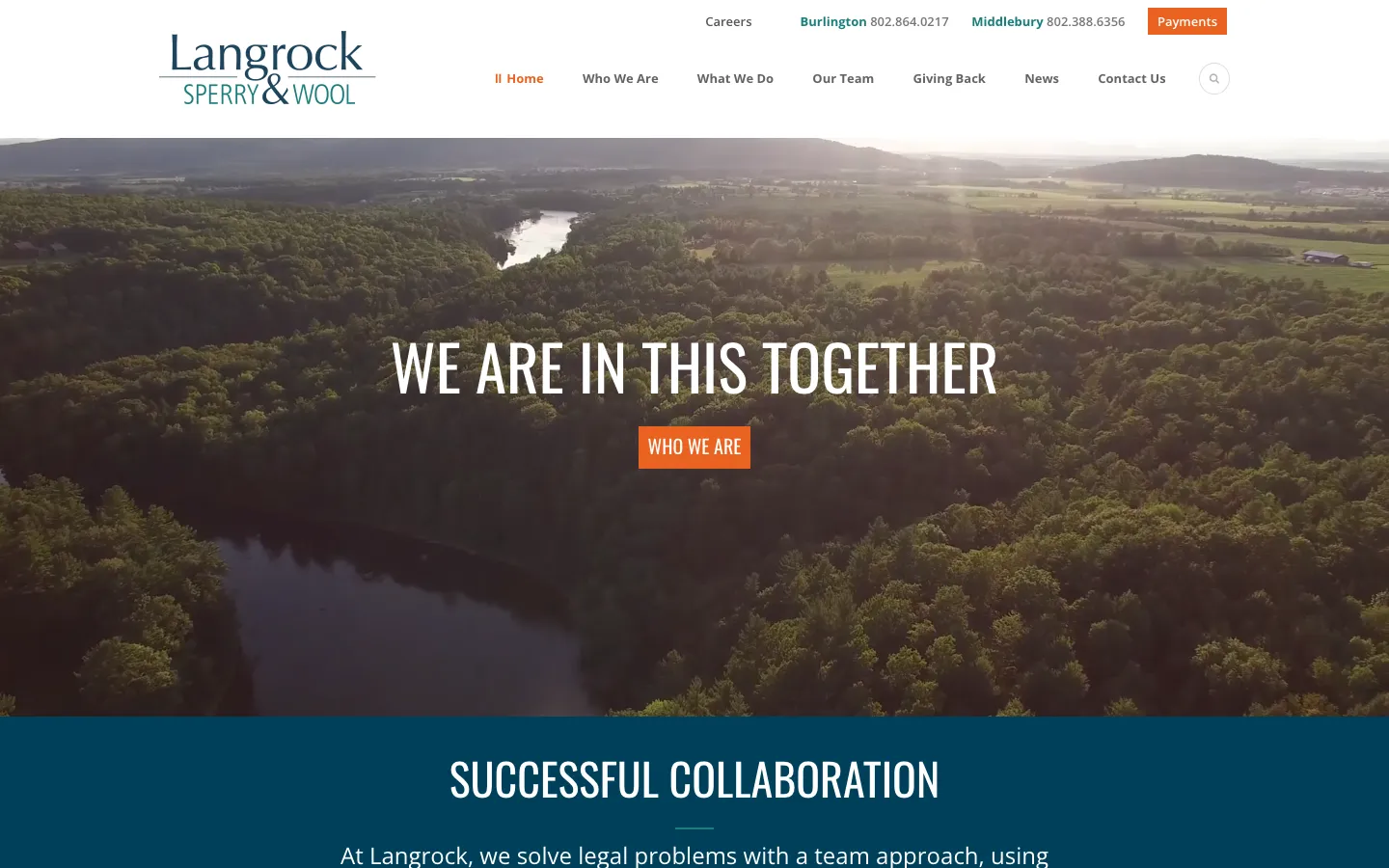 Screenshot of the Langrock Sperry & Wool, LLP website