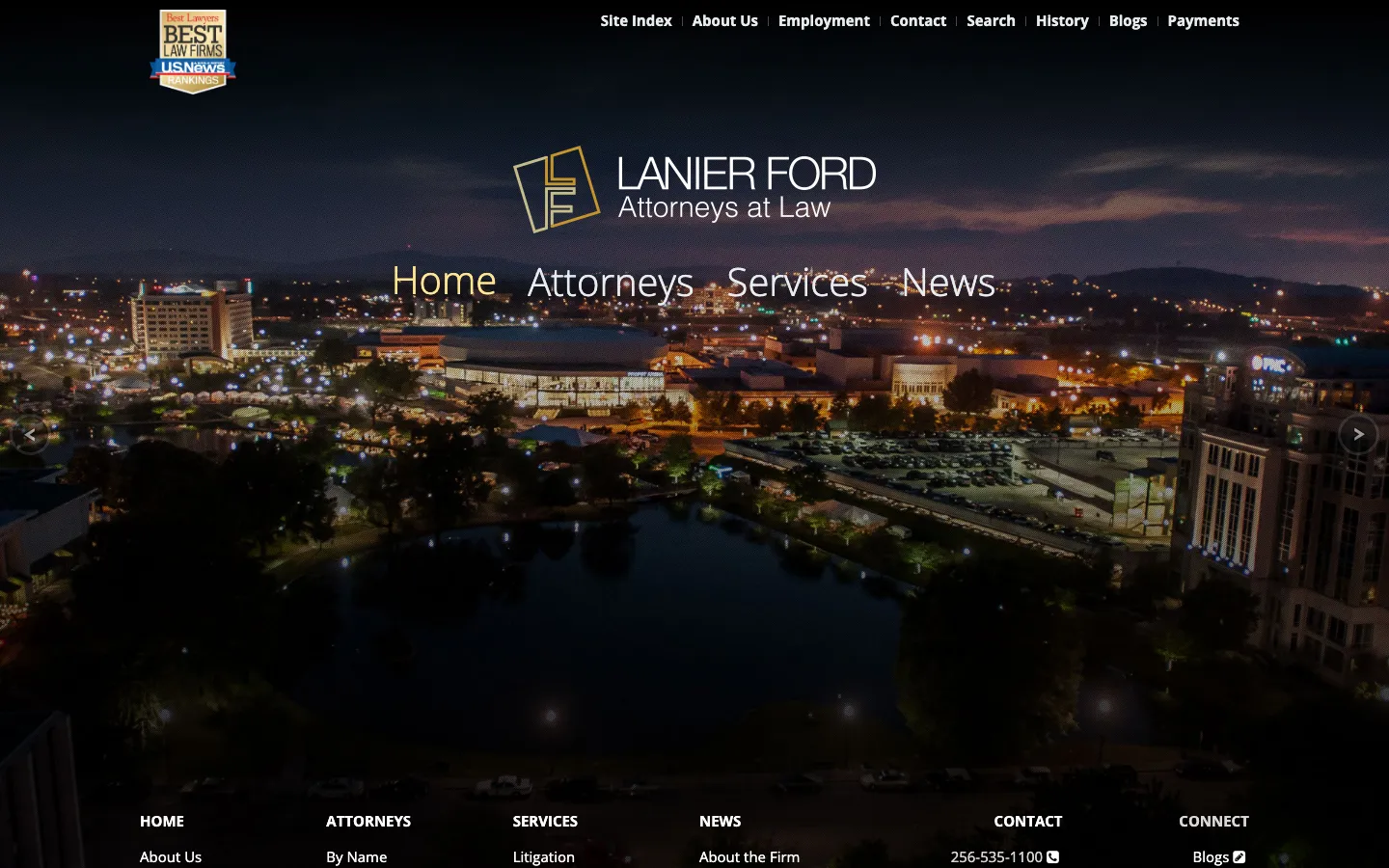 Screenshot of the Lanier Ford Shaver & Payne PC website