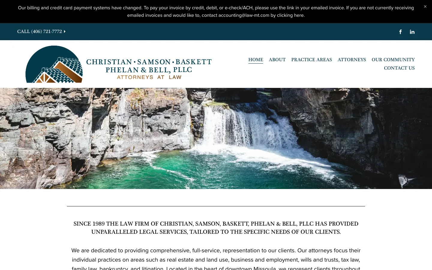 Screenshot of the Christian, Samson, Baskett, Phelan & Bell, PLLC website