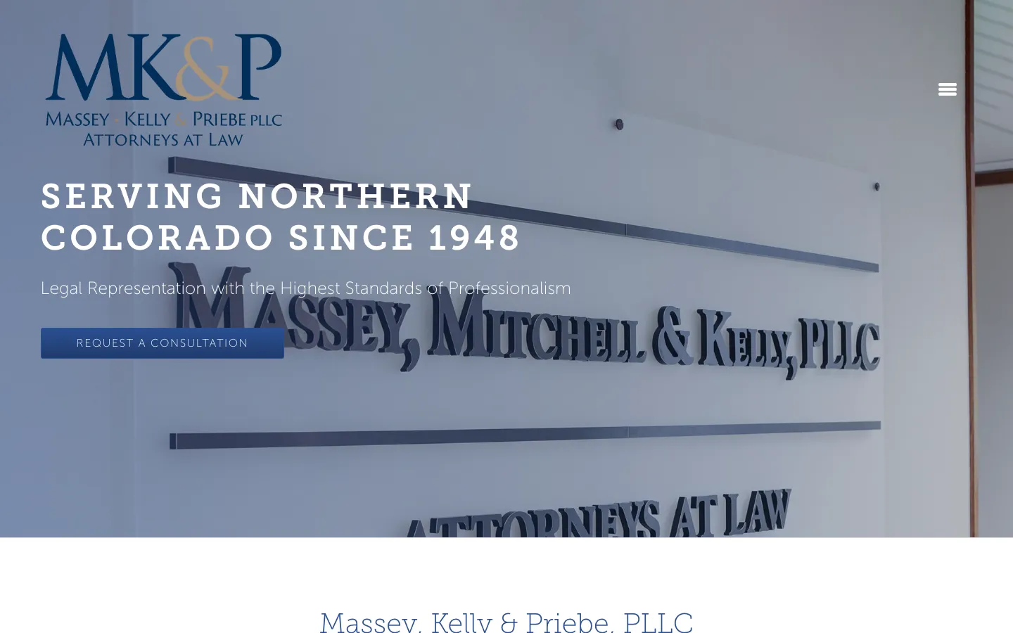 Screenshot of the Massey, Kelly & Priebe, PLLC website