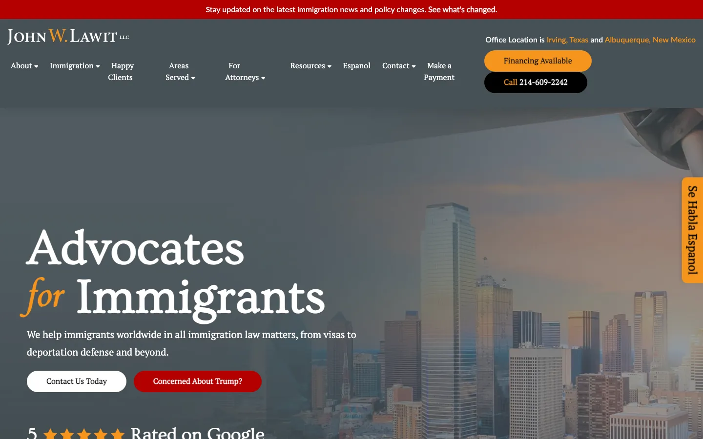 Screenshot of the John W. Lawit, LLC website
