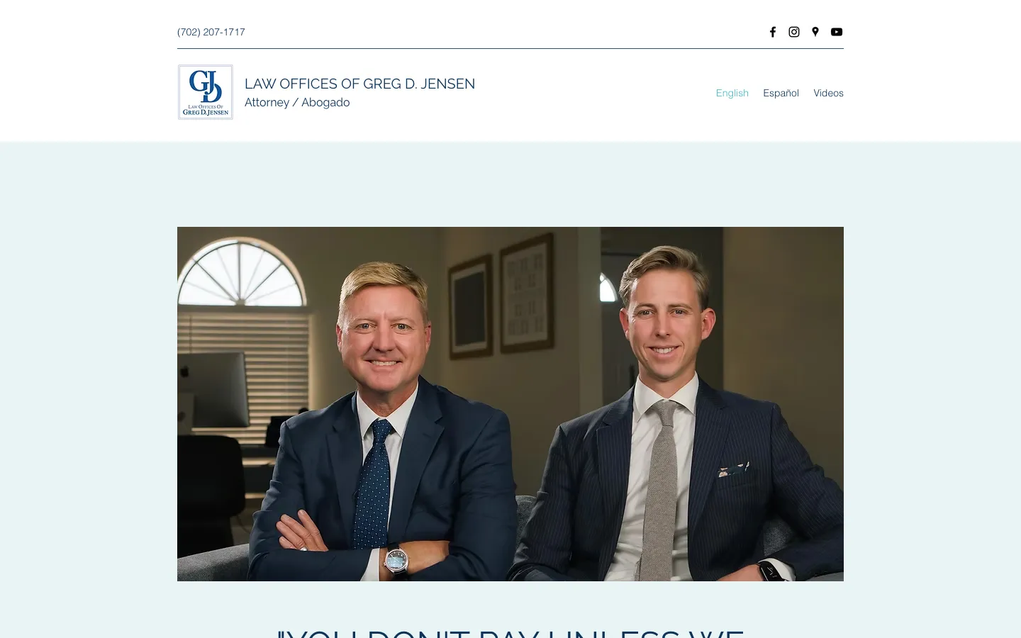 Screenshot of the Law Offices of Greg D. Jensen website