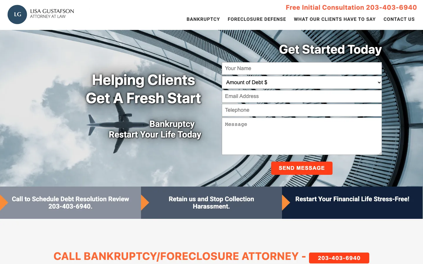 Screenshot of the Gustafson Law Offices, LLC website