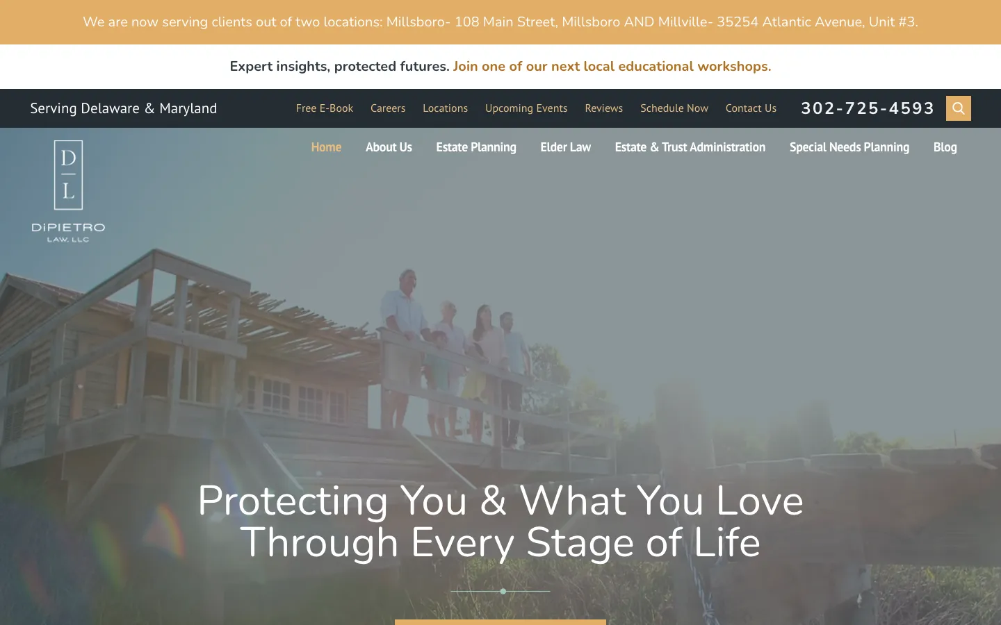 Screenshot of the DiPietro Law LLC website