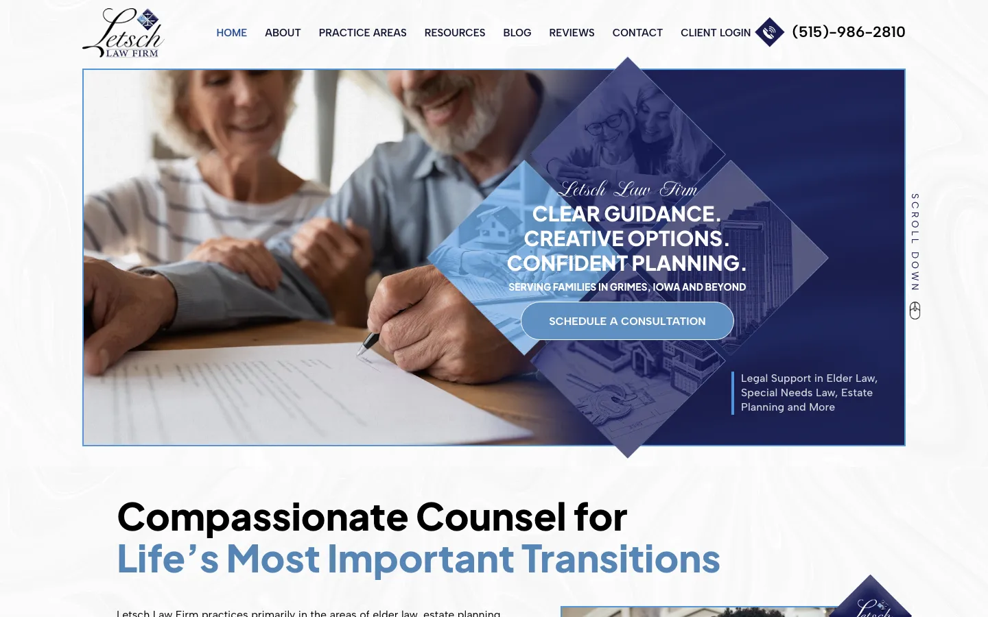 Screenshot of the Letsch Law Firm website
