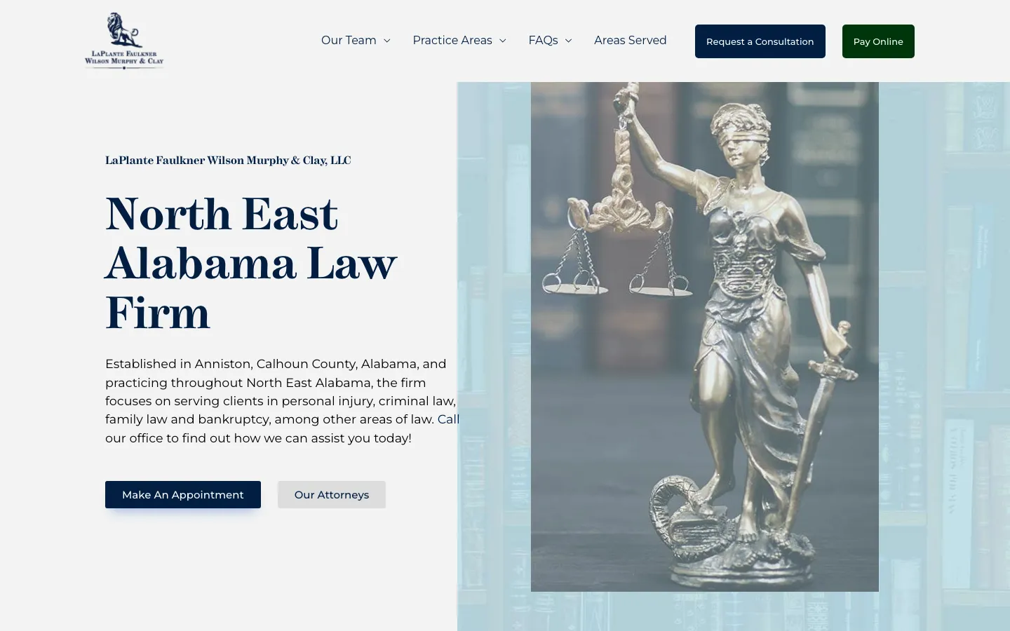 Screenshot of the LaPlante Faulkner Wilson Murphy & Clay LLC website