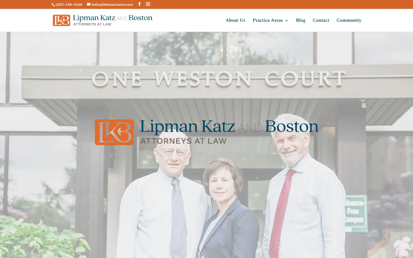 Screenshot of the Lipman, Katz & Boston website