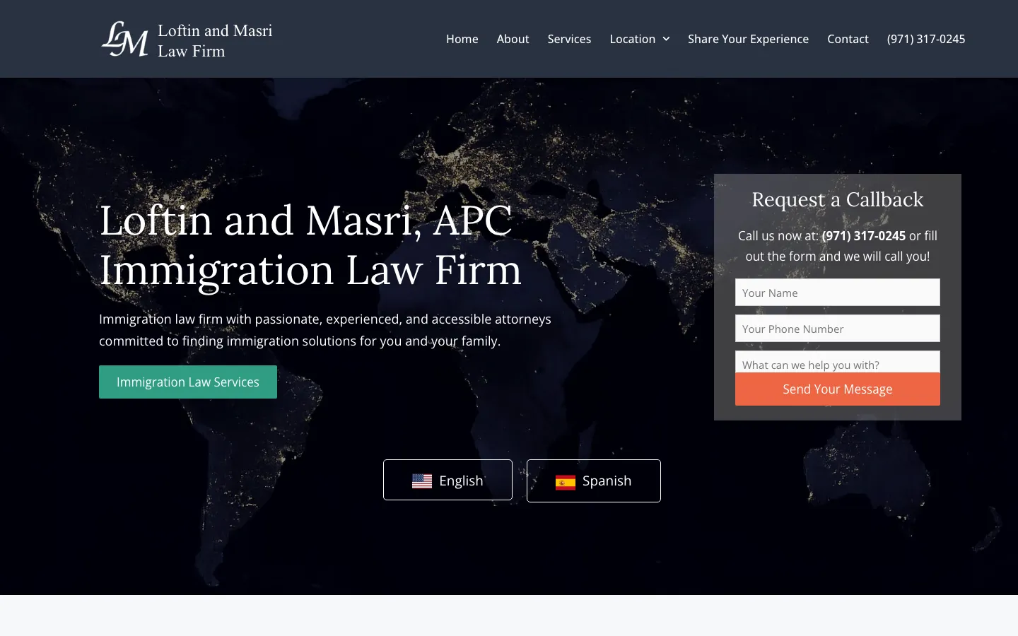 Screenshot of the Loftin & Masri Law Firm website