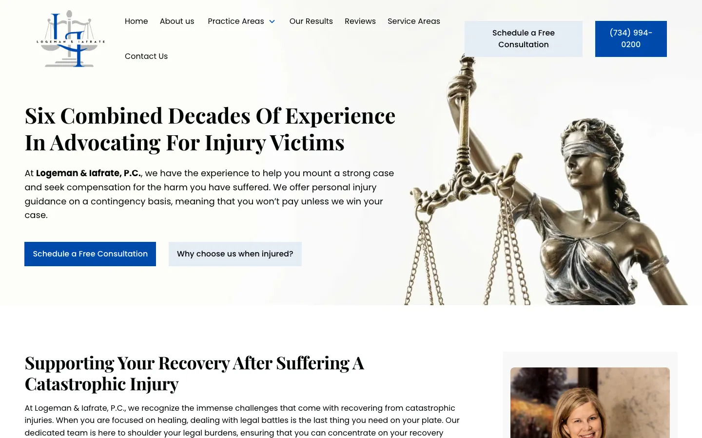 Screenshot of the Logeman & Iafrate, P.C. website