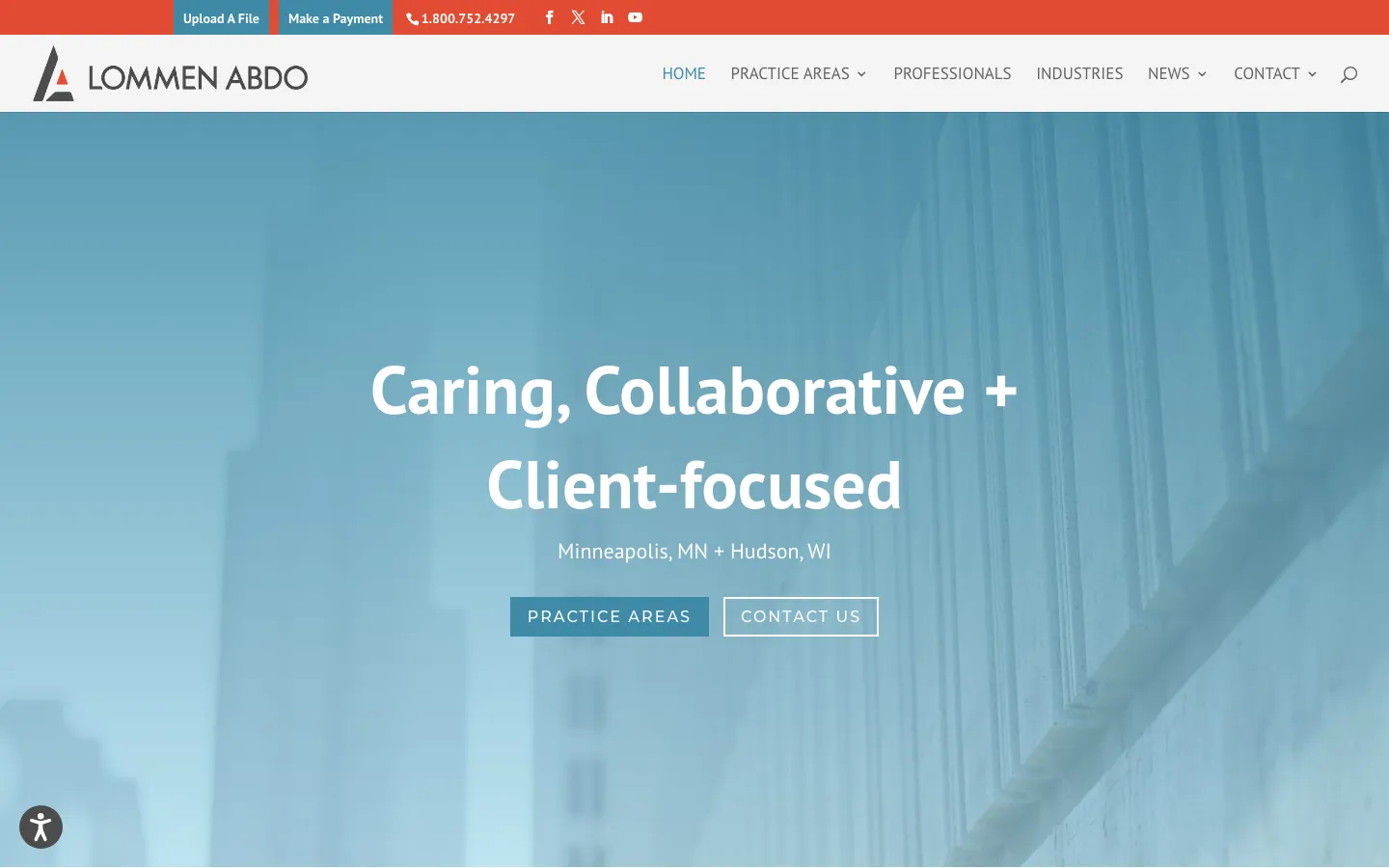 Screenshot of the Lommen Abdo, P.A. website