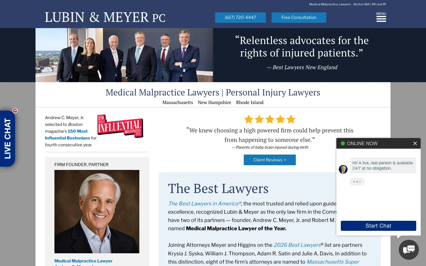 Screenshot of the Lubin & Meyer, P.C. website