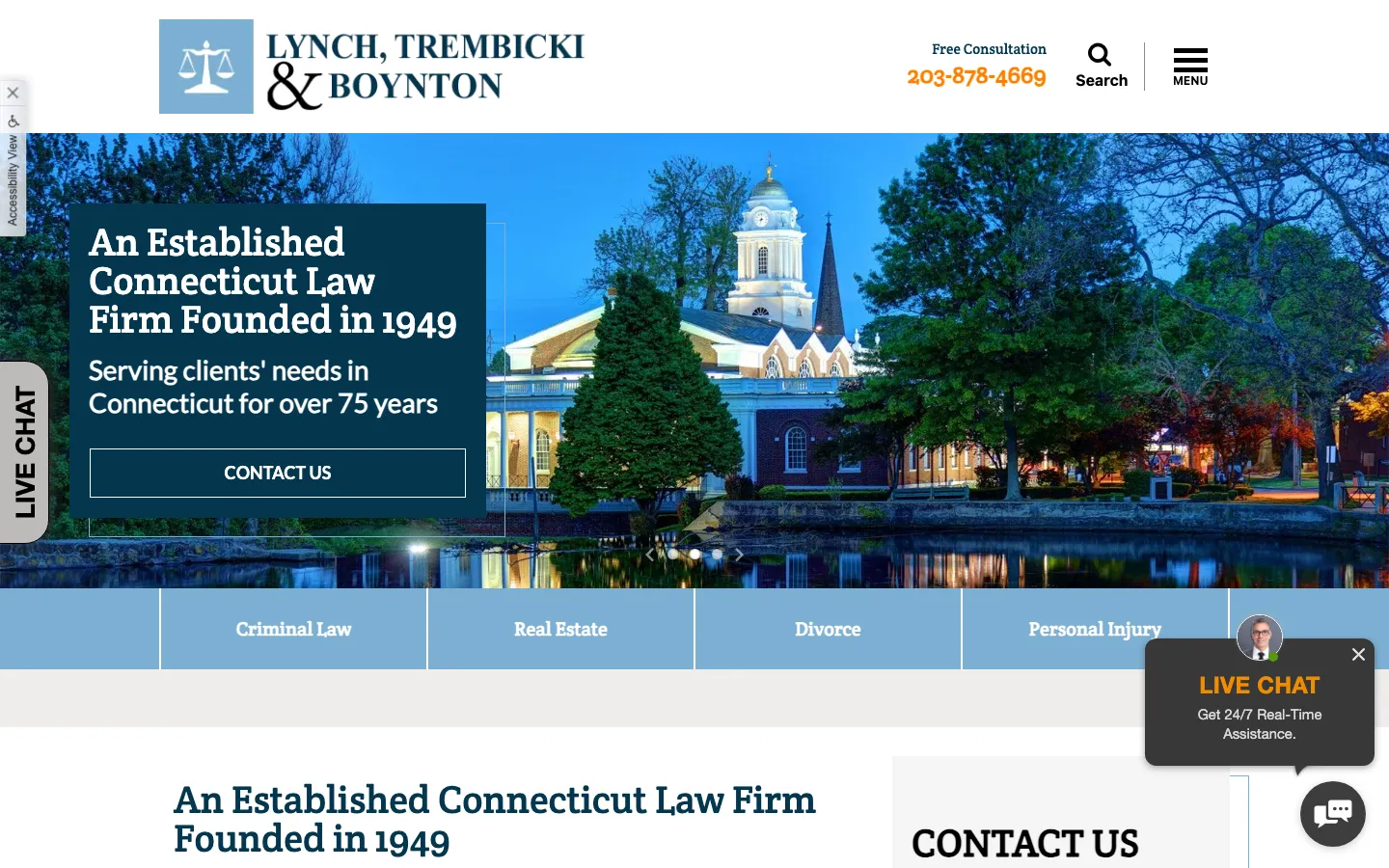 Screenshot of the Lynch, Trembicki & Boynton website