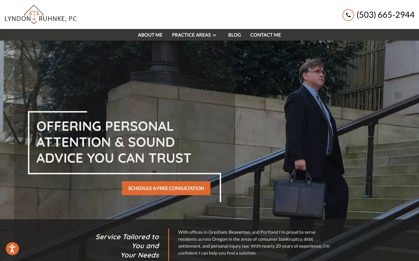Screenshot of the Lyndon Ruhnke, P.C. website