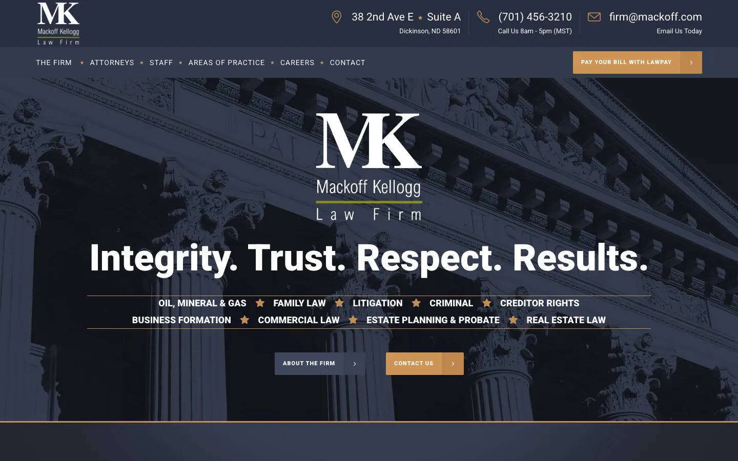 Screenshot of the Mackoff Kellogg Law Firm website