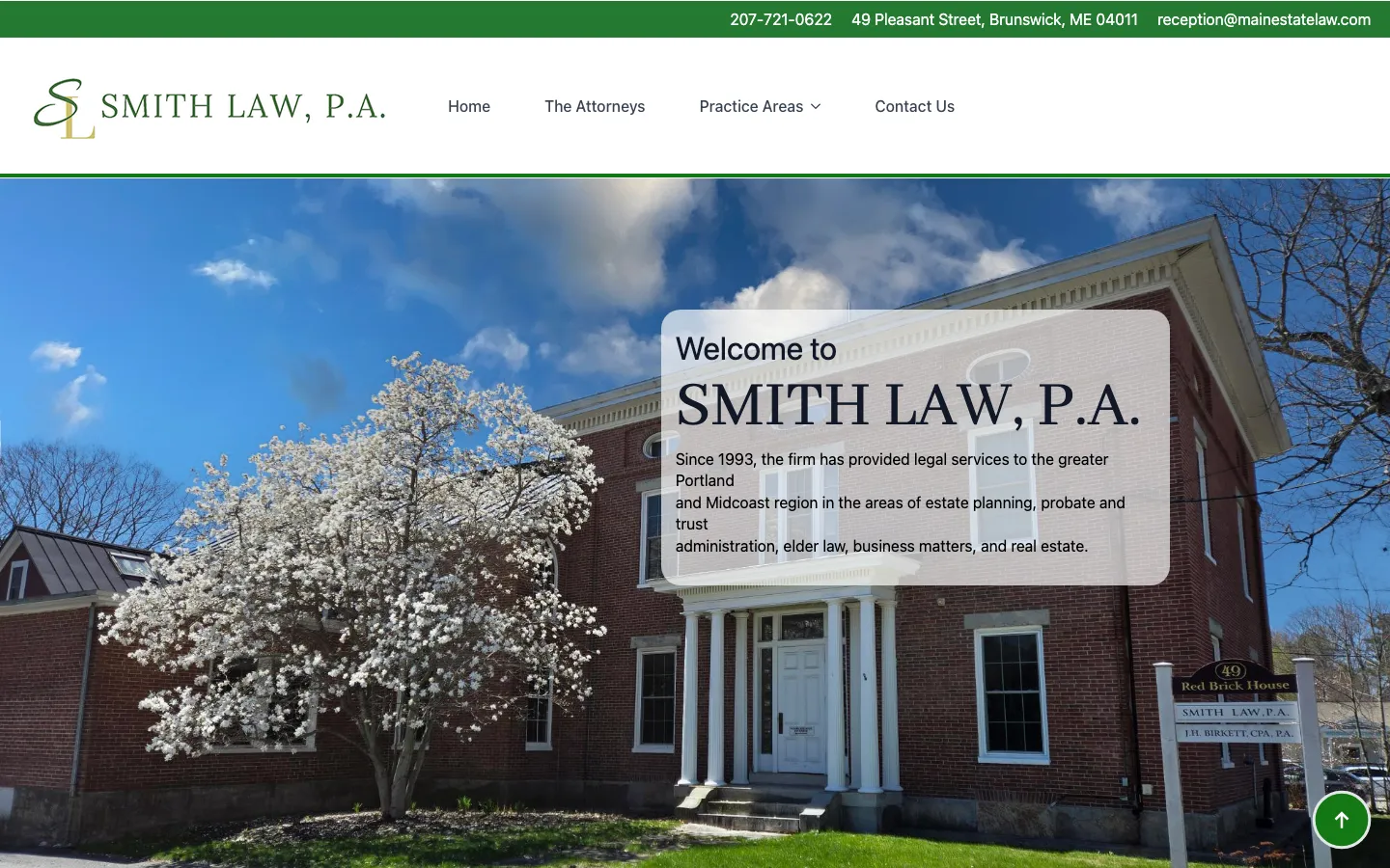 Screenshot of the Smith Law, P.A. website