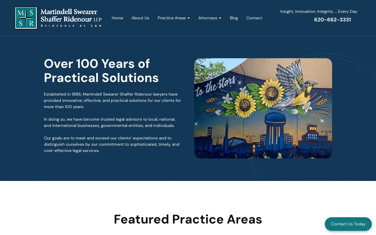 Screenshot of the Martindell Swearer Shaffer Ridenour LLP website