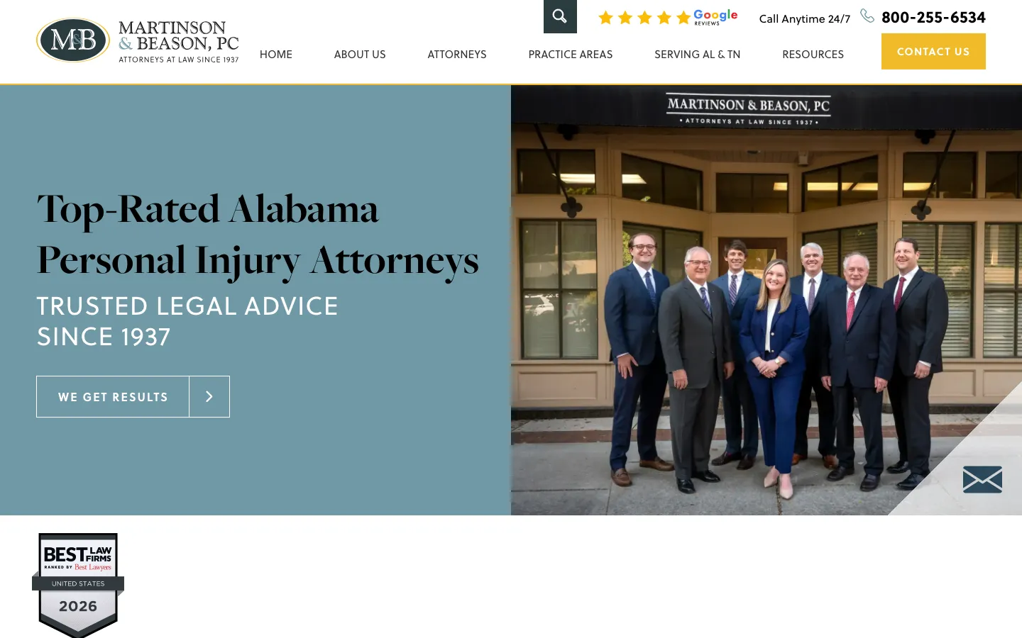 Screenshot of the Martinson & Beason PC website