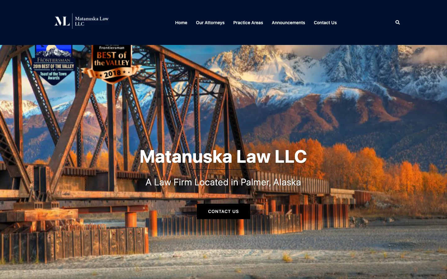Screenshot of the Matanuska Law LLC website