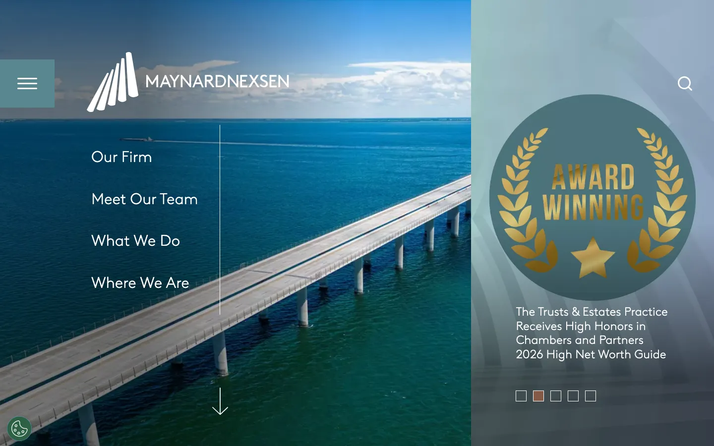 Screenshot of the Maynard Nexsen PC website