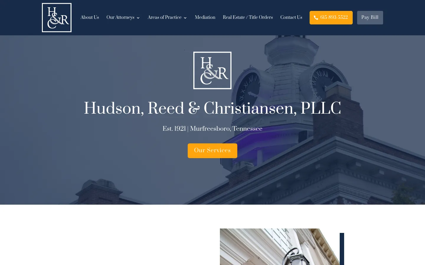 Screenshot of the Hudson, Reed & Christiansen, PLLC website
