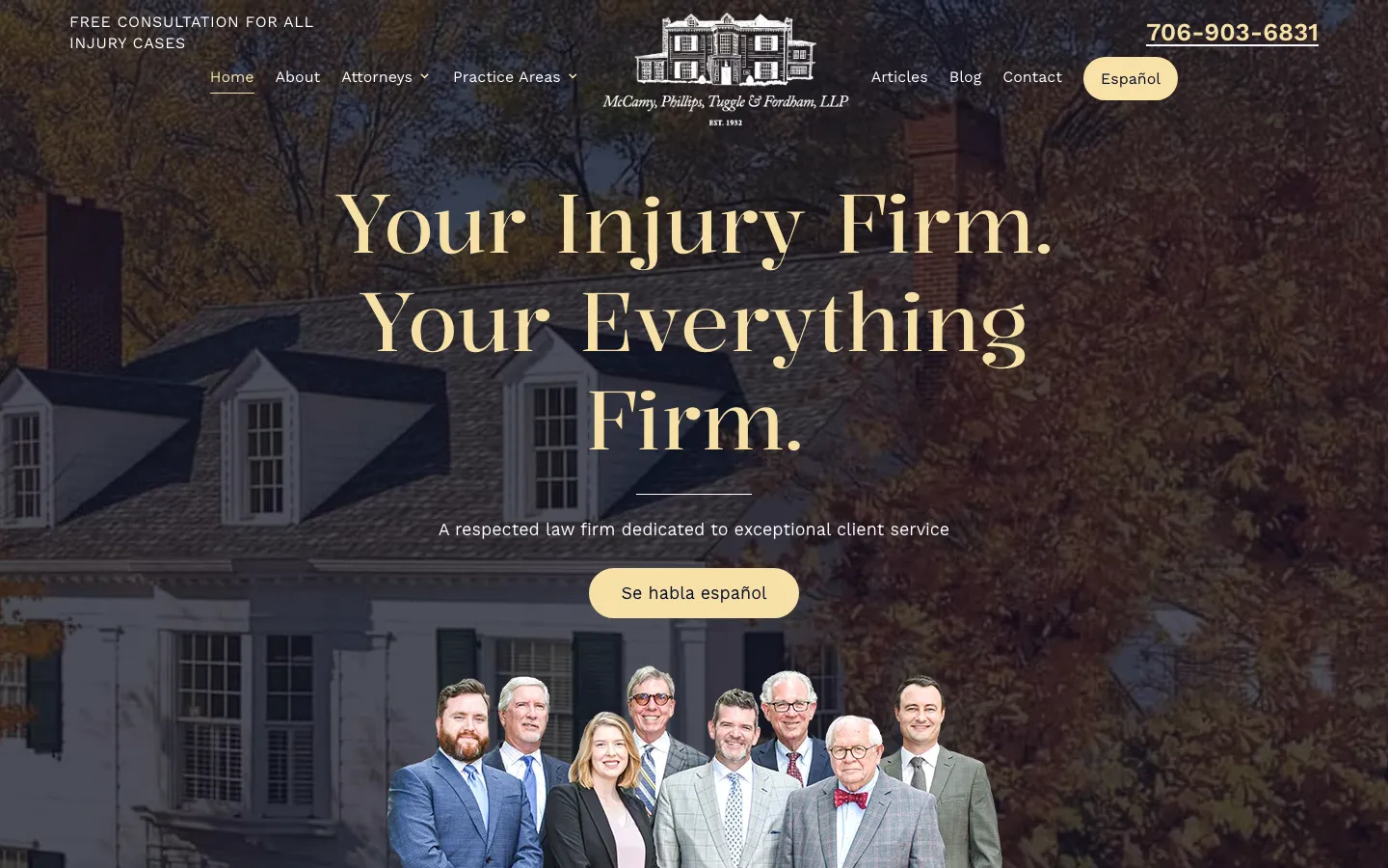 Screenshot of the McCamy Law Firm website