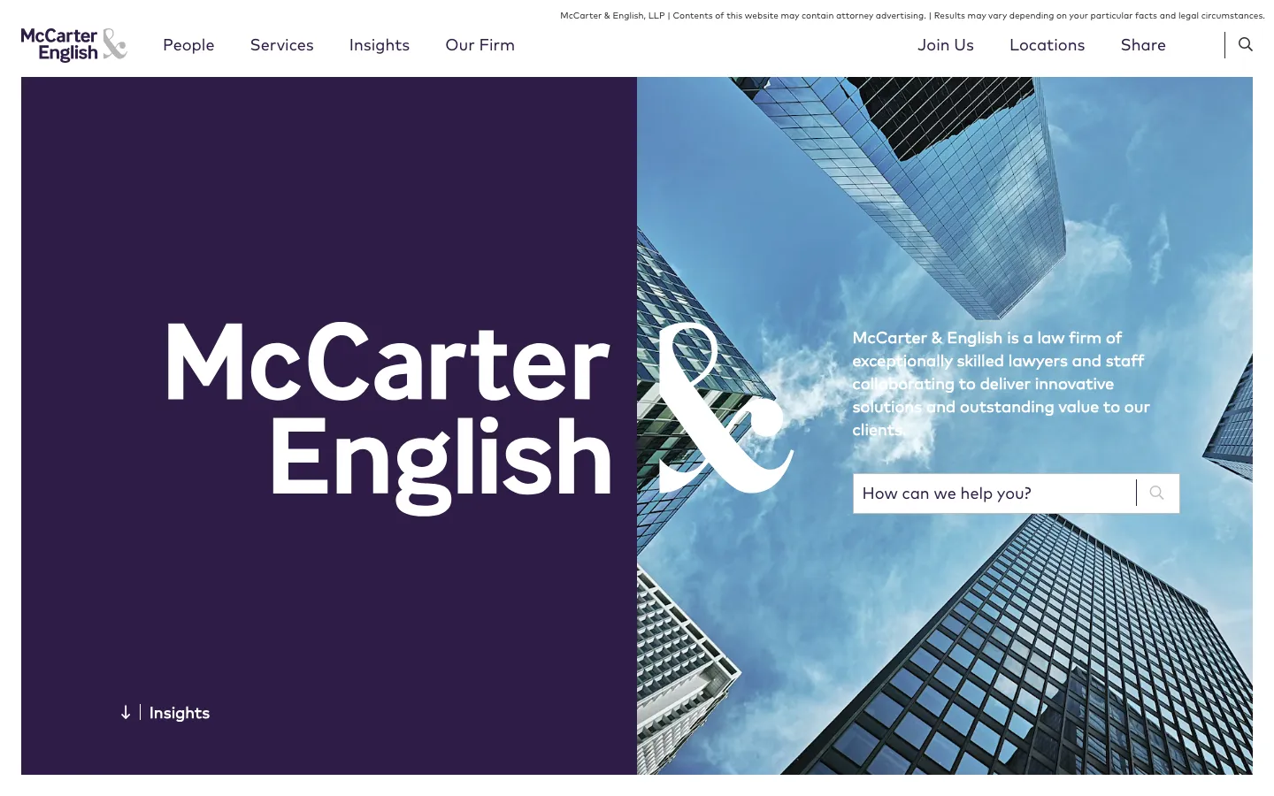Screenshot of the McCarter & English, LLP website