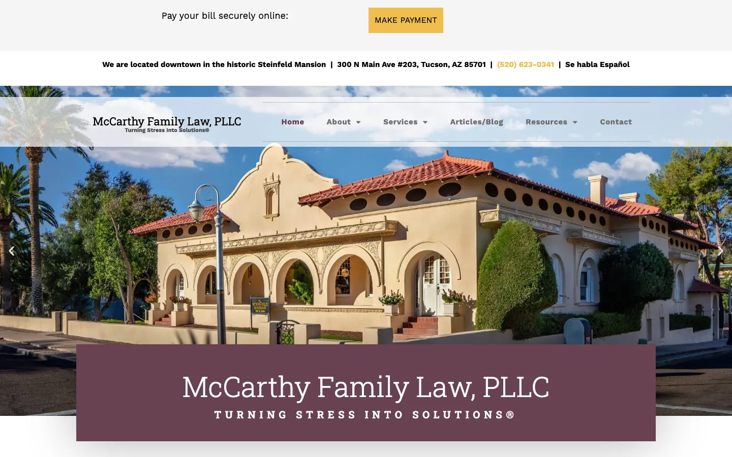 Screenshot of the McCarthy Family Law, PLLC website