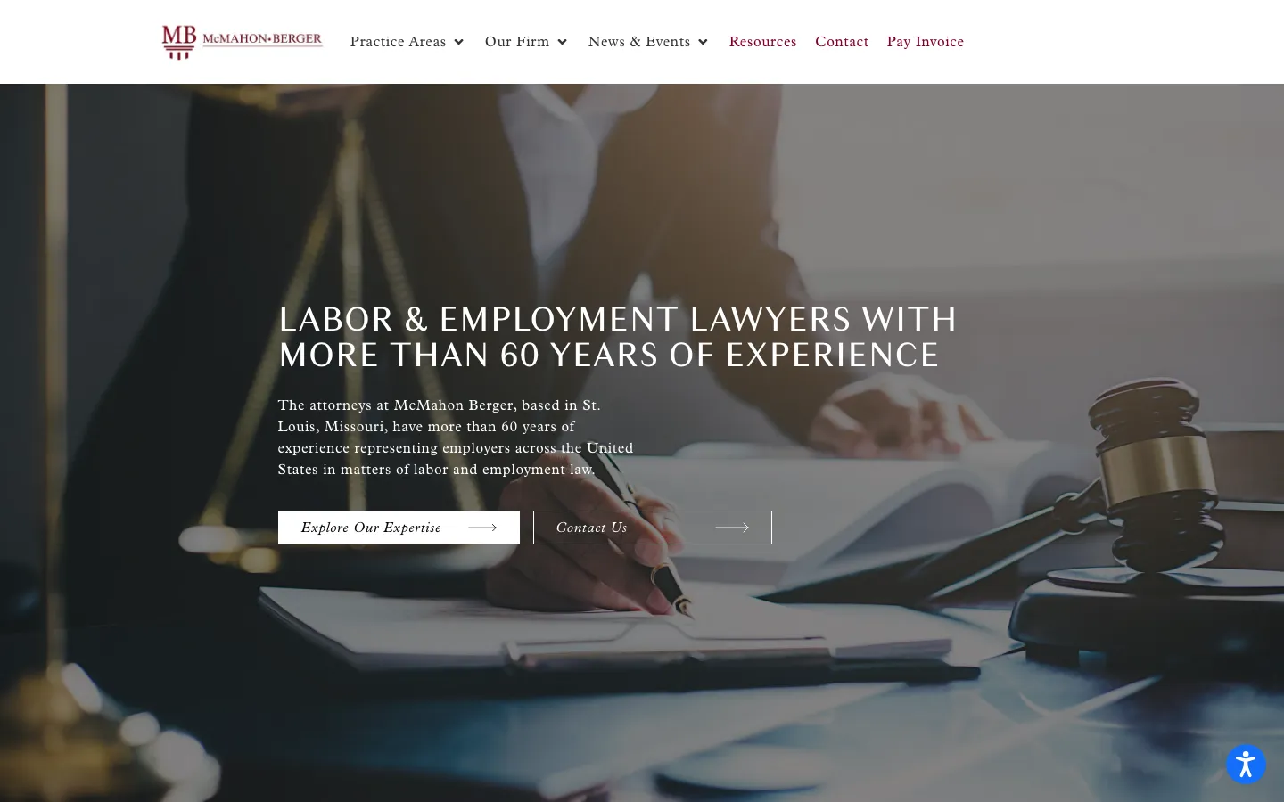 Screenshot of the McMahon Berger P.C. website