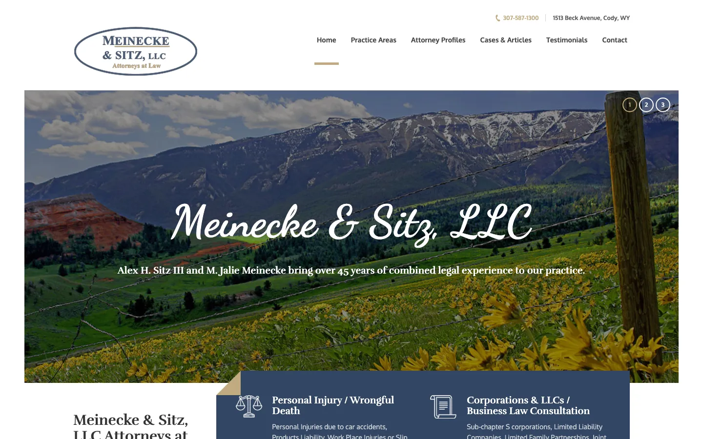 Screenshot of the Meinecke & Sitz Law LLC website