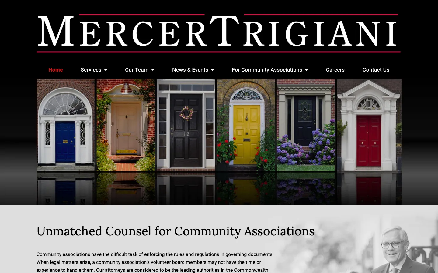 Screenshot of the MercerTrigiani LLP website