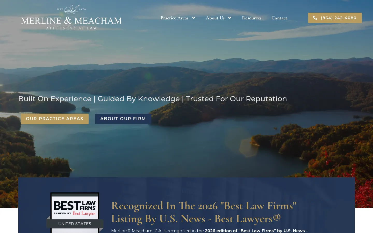 Screenshot of the Merline & Meacham, P.A. website