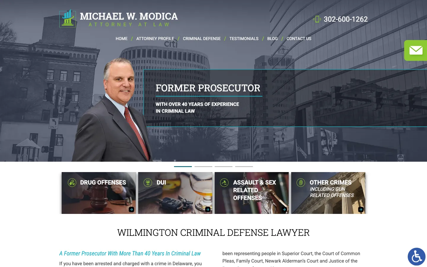 Screenshot of the Michael W. Modica, Attorney at Law website