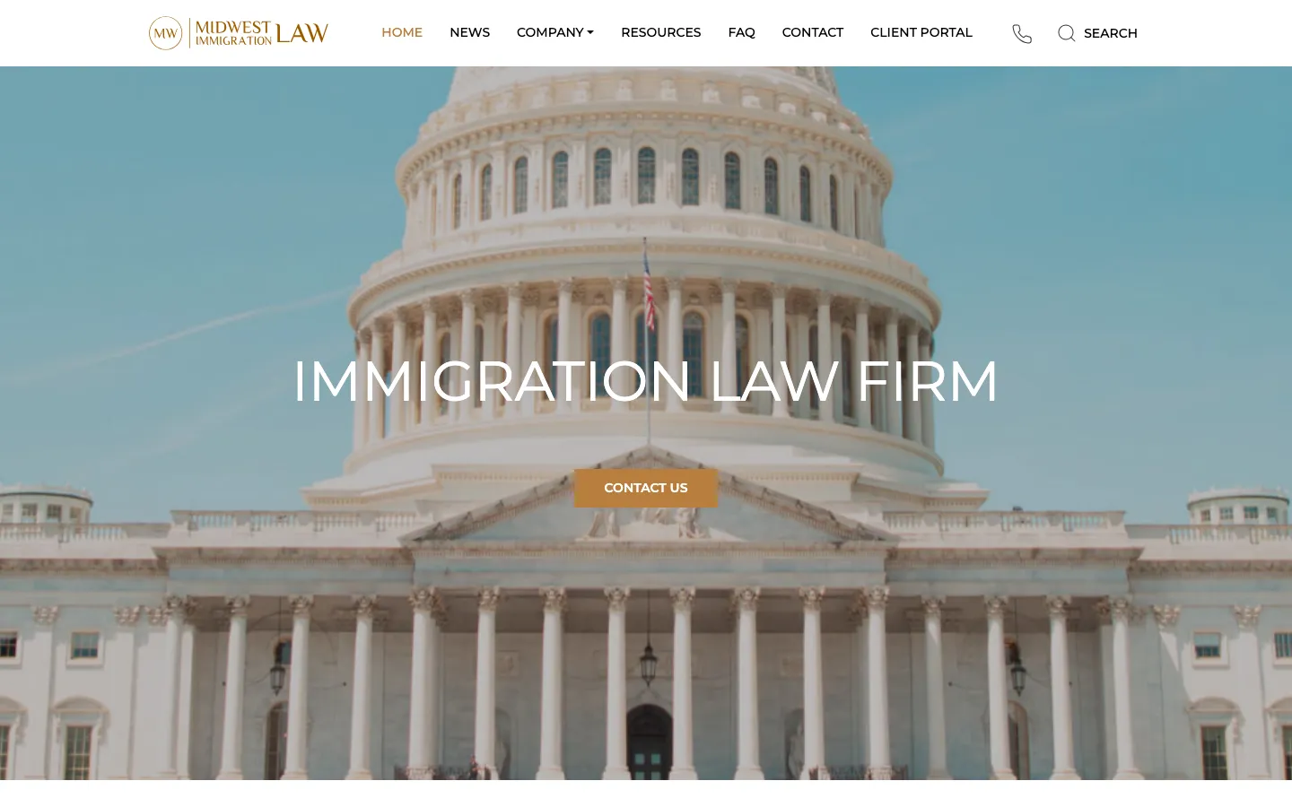 Screenshot of the Midwest Immigration Law website