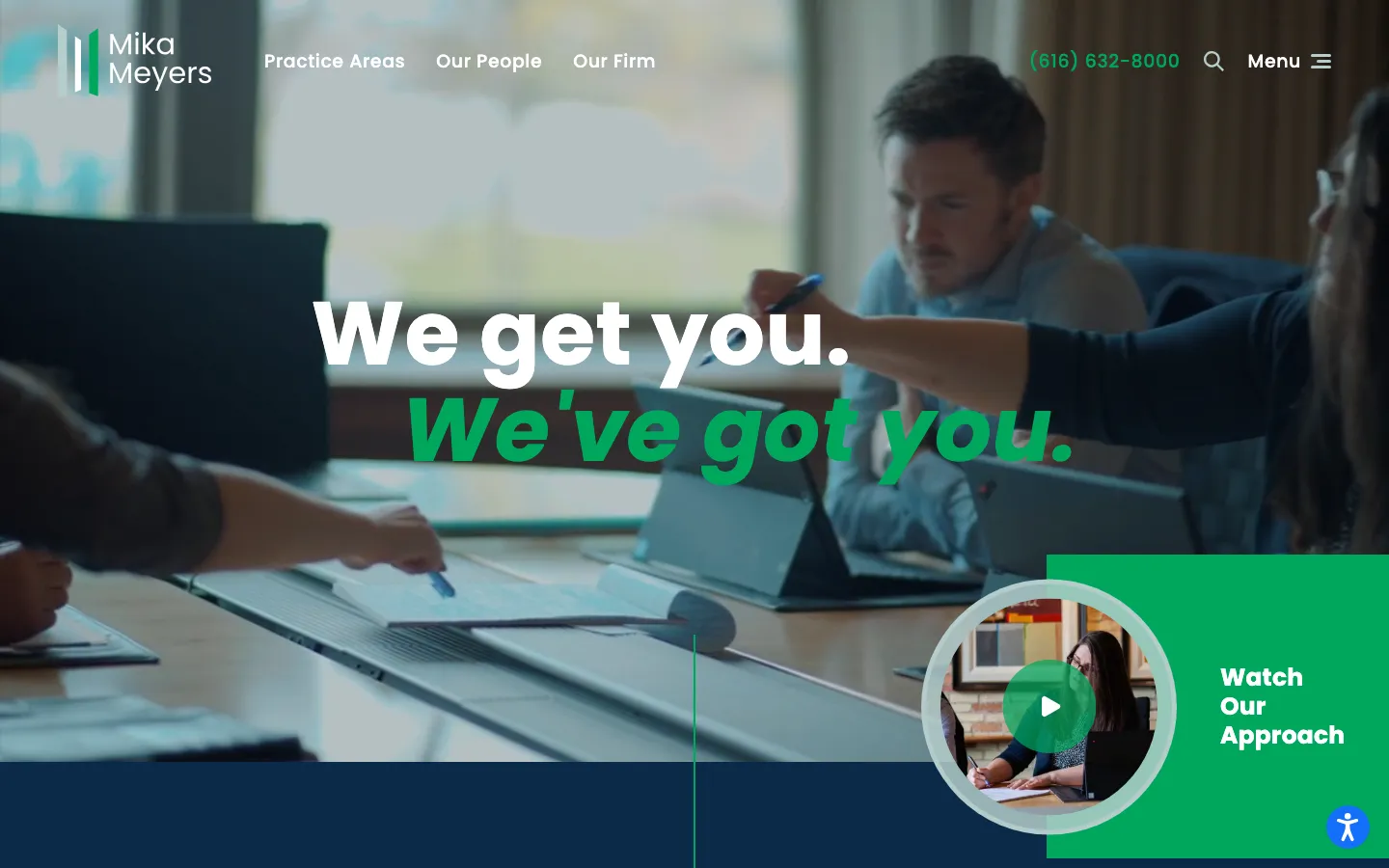 Screenshot of the Mika Meyers PLC website