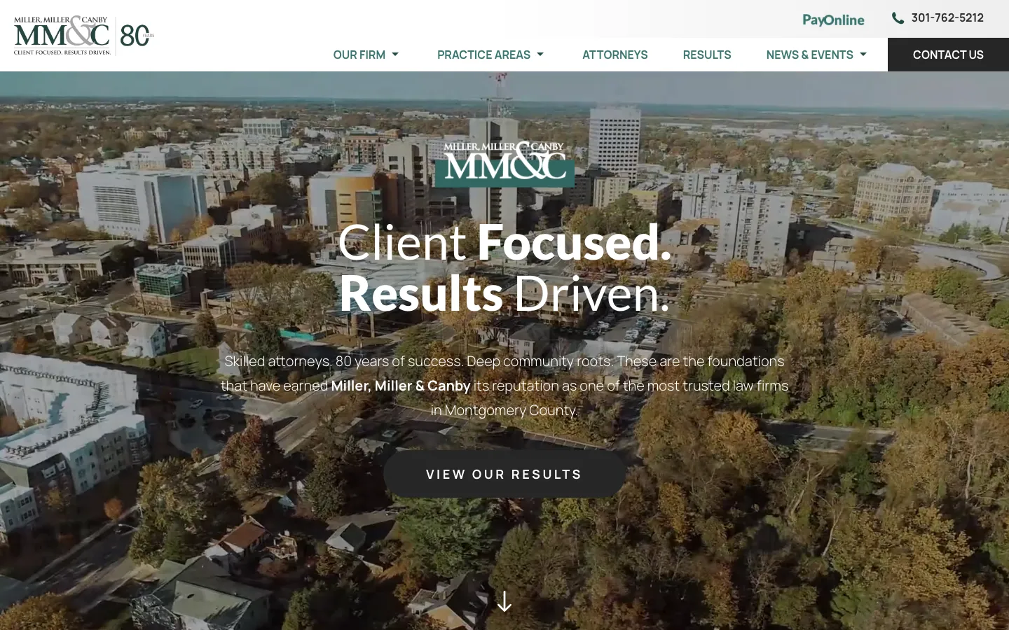 Screenshot of the Miller, Miller & Canby website
