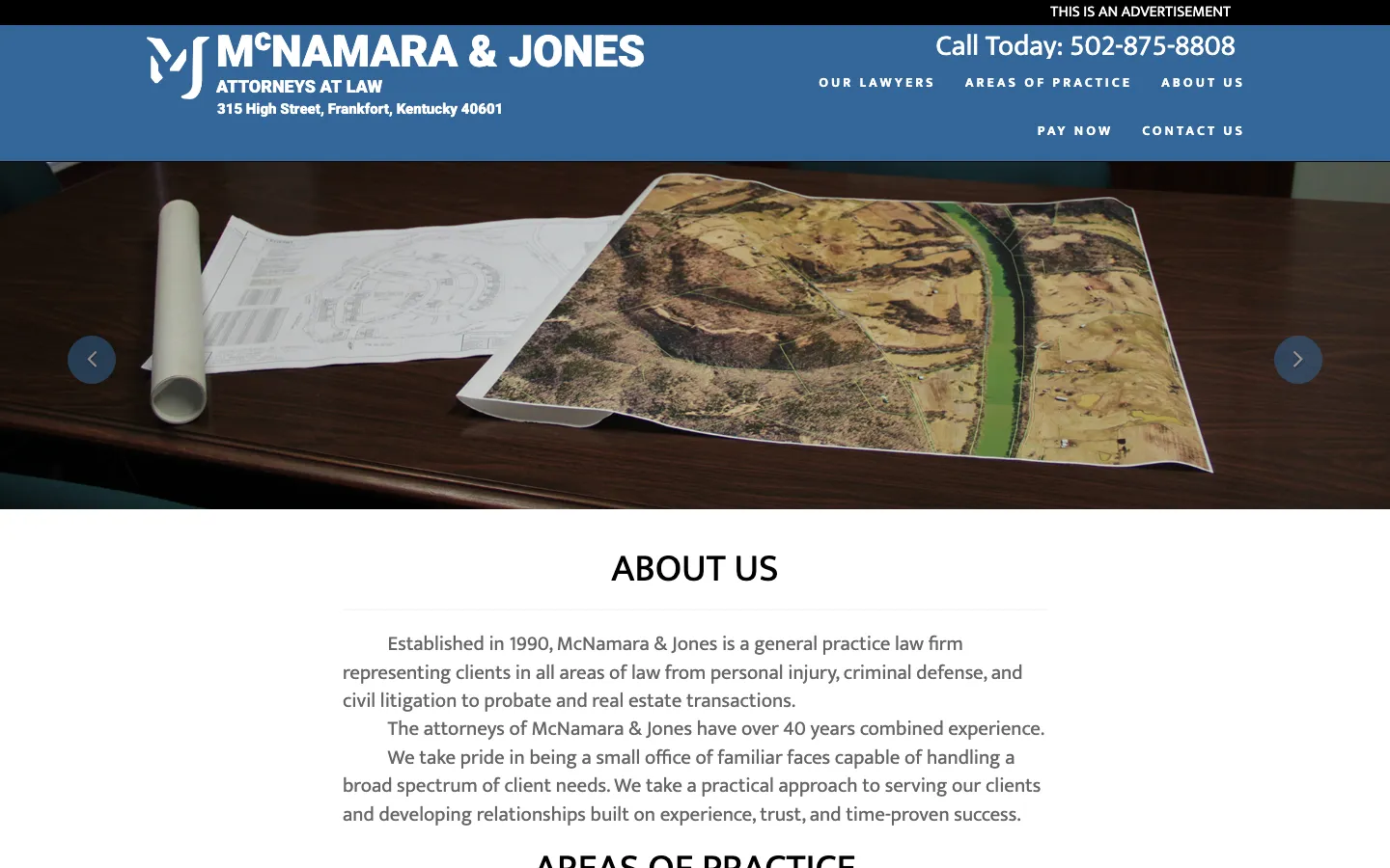 Screenshot of the McNamara & Jones website