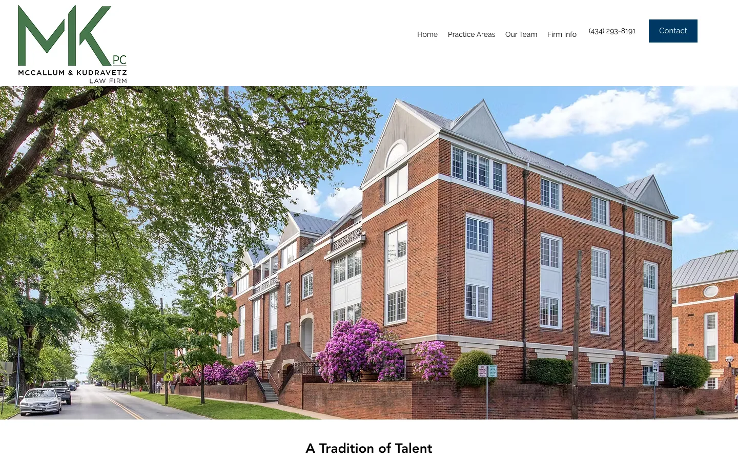 Screenshot of the McCallum & Kudravetz, PC website
