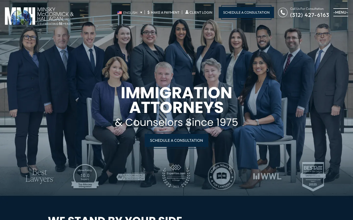 Screenshot of the Minsky, McCormick & Hallagan, P.C. website